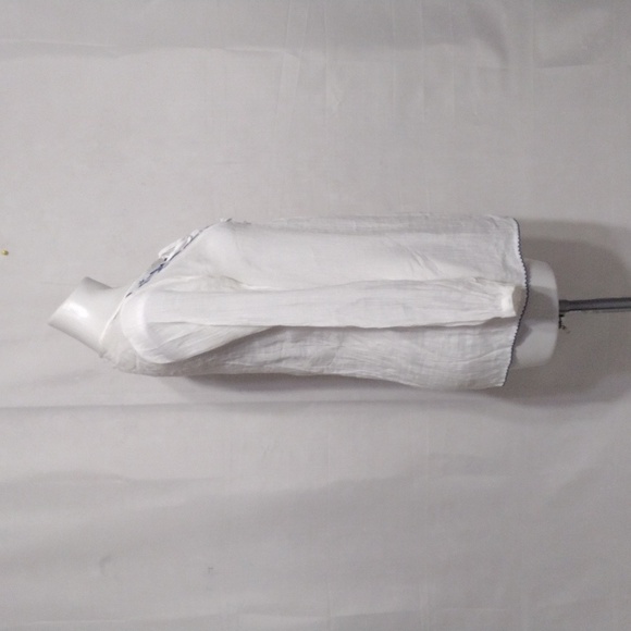 Women’s White Gauze Long Sleeve Blouse Floral Embroidered Boho Peasant Top Sz 6 - Picture 7 of 13